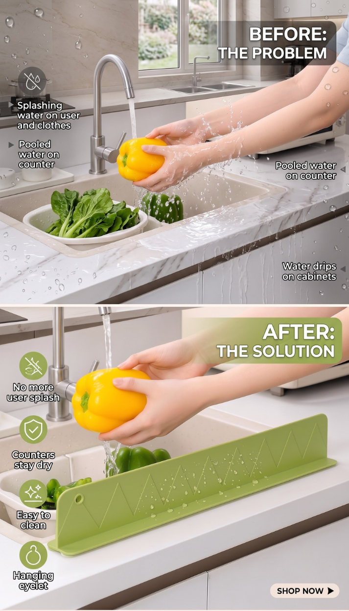 Silicone Sink Splash Guard – Kitchen Counter Protector