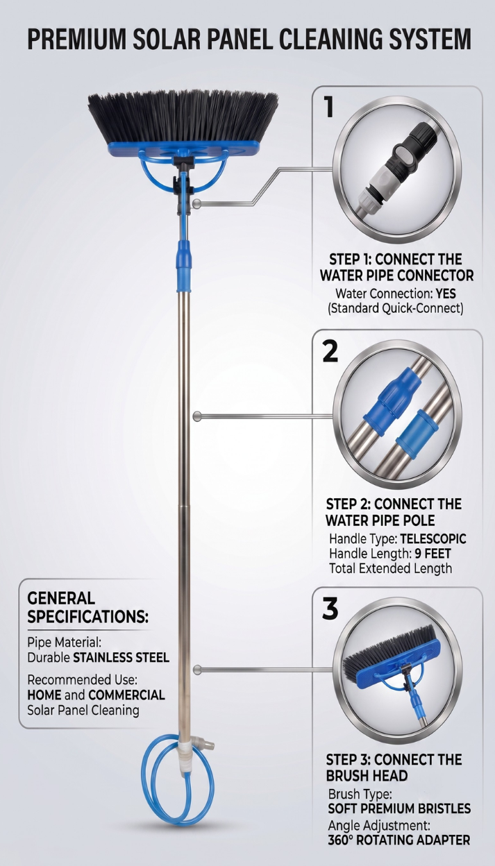 Solar Panel Cleaning Brush With Water Flow System in Pakistan